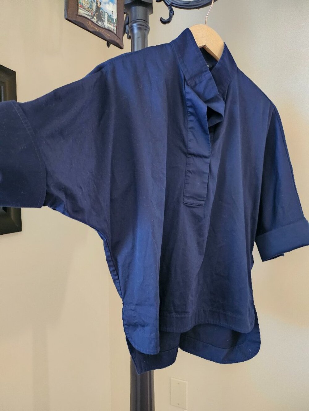 Ted Baker London Navy Wrap Collar Dolman Sleeve Top Size 1